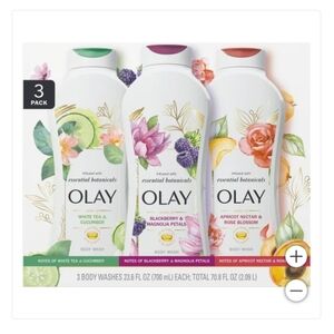New! Olay Essential Botanicals Body Wash 23.6 fl oz, 3-pack Soap Skin Soft NIB!!